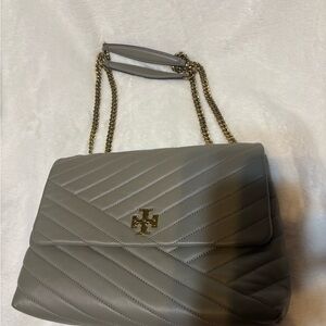 Tory Burch Quilted Gray Shoulder Bag